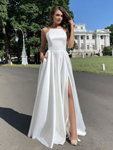 Maxi Dresses Straps Neck Sleeveless White High Split   Floor Length Dress